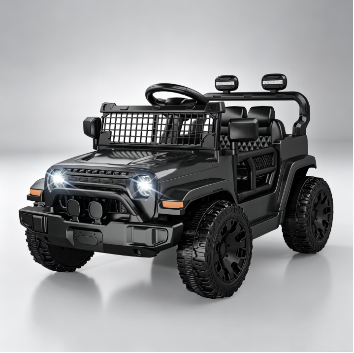 EVOKEDEN 12V Remote Control Ride On Car for Kids, Electric Toddler Car with Spring Suspension, LED Lights & Music, Black