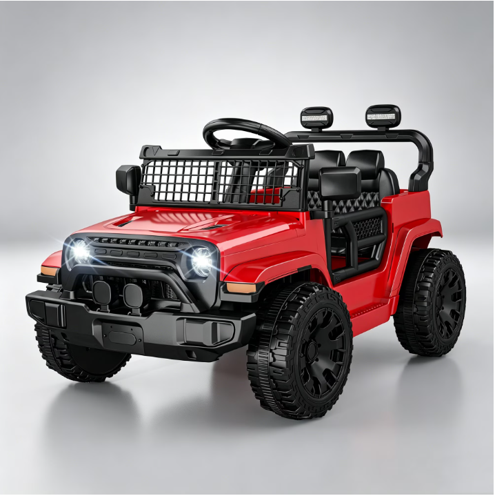 EVOKEDEN 12V Remote Control Ride On Car for Kids, Electric Toddler Car with Spring Suspension, LED Lights & Music, Red