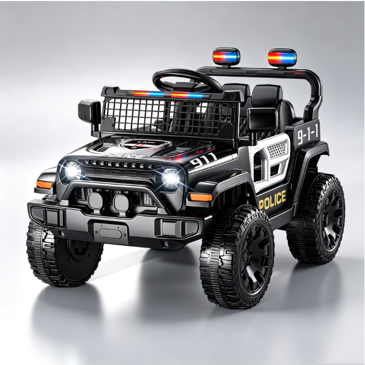 EVOKEDEN 12V Remote Control Ride On Car for Kids, Electric Toddler Police Car with Spring Suspension, LED Lights & Music