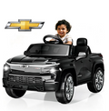 EVOKEDEN 24V Licensed Chevrolet Silverado Electric Car for Kids, Ride on Toys for Toddlers with Remote Control, Soft Start, LED Lights, Music Player, Seat Belts, Black