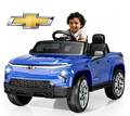 EVOKEDEN 24V Licensed Chevrolet Silverado Electric Car for Kids, Ride on Toys for Toddlers with Remote Control, Soft Start, LED Lights, Music Player, Seat Belts, Blue
