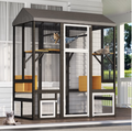 TIMHAKA 71'' Catio Outdoor Cat Enclosure, Large Cat Catio with Window Access, Hammock, 7 Platforms and 2 Resting Box, Black