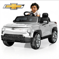 EVOKEDEN 24V Licensed Chevrolet Silverado Electric Car for Kids, Ride on Toys for Toddlers with Remote Control, Soft Start, LED Lights, Music Player, Seat Belts, White