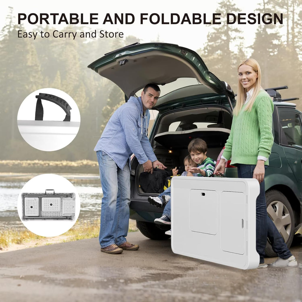 EVOKEDEN 42.5" Fish Cleaning Table wi/ Dual Sink, Portable Folding Camping Table w/ Faucet, Sprayer, Grid Rack, Hose Hook Up & Knife Groove