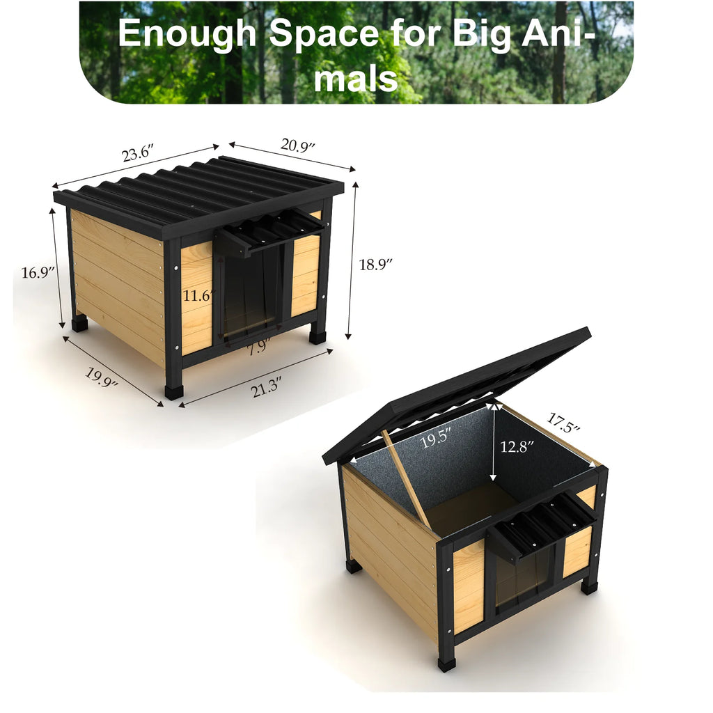 TIMHAKA Outdoor Cat House, Weatherproof Shelter for Cats, Dogs & Rabbits, Durable & Insulated Shelter for Garden, Patio & Backyard, Black & Yellow