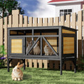 46.7" Elevated Rabbit Cage, Indoor & Outdoor Rabbit Hutch, Bunny Cage for Guinea Pig, Wooden Design with Removable Tray, Waterproof Asphalt Roof & Bottom Wire Mesh for Small-Medium Animals