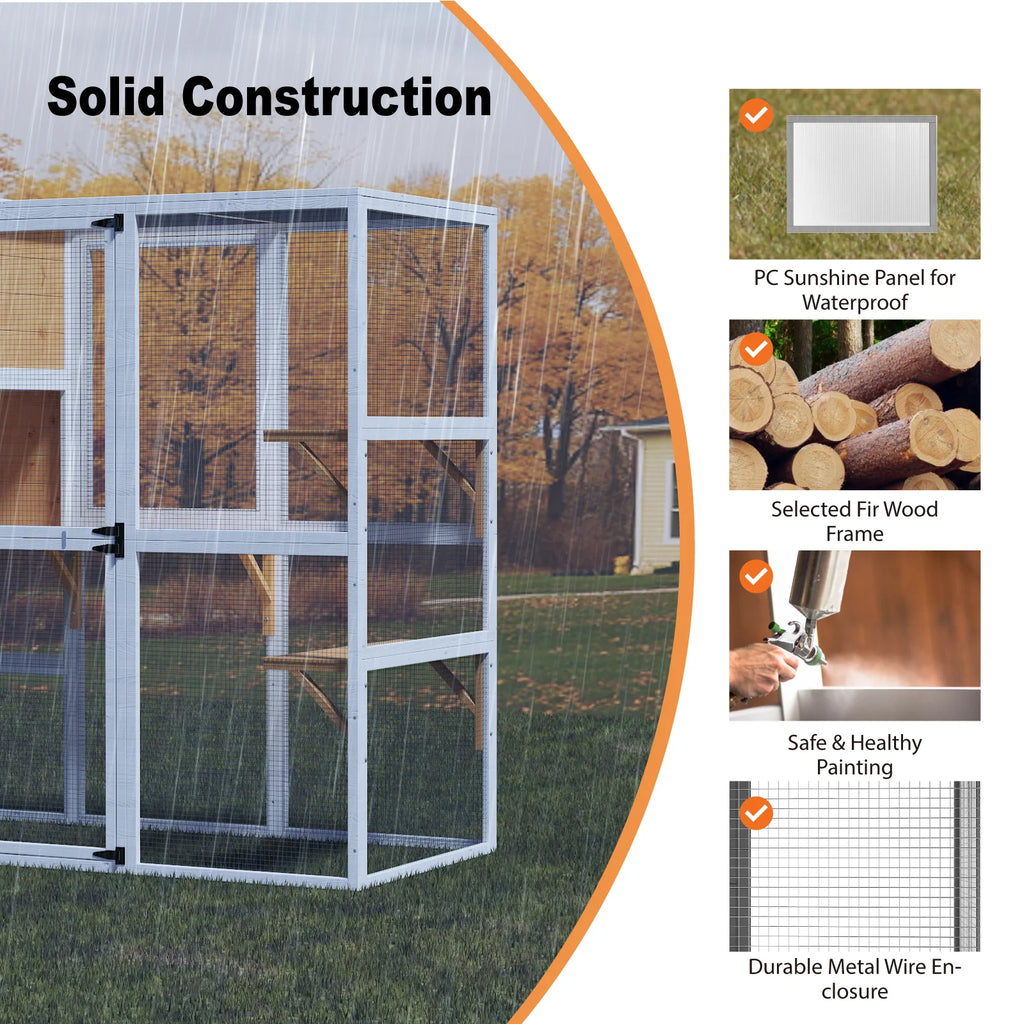 TIMHAKA 4 Tier Catio Outdoor Cat Enclosure, DIY Large Cat Cages Indoor with Window for 3 Cats, Cat Playpens with Resting Box, Platform, Waterproof Roof & Large Door, 76" L x 32.9" W x 70.8" H, White 4 stars out of 9 reviews (4.0)