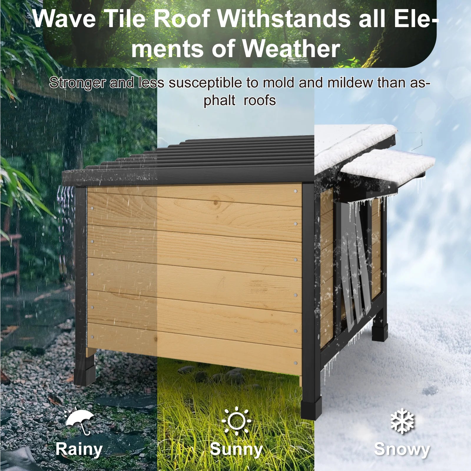 TIMHAKA Outdoor Cat House, Weatherproof Shelter for Cats, Dogs & Rabbits, Durable & Insulated Shelter for Garden, Patio & Backyard, Black & Yellow