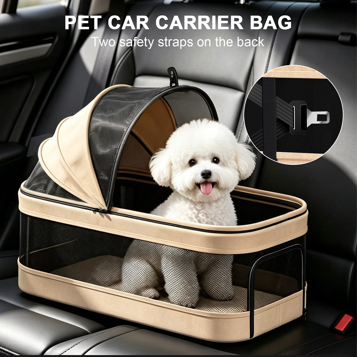 TIMHAKA 3-in-1 Foldable Pet Stroller for Dogs & Cats, Detachable Carrier with Wheels, Khaki