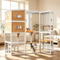TIMHAKA 4 Tier Catio Outdoor Cat Enclosure, DIY Large Cat Cages Indoor with Window for 3 Cats, Cat Playpens with Resting Box, Platform, Waterproof Roof & Large Door, 76" L x 32.9" W x 70.8" H, White 4 stars out of 9 reviews (4.0)
