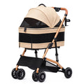TIMHAKA 3-in-1 Foldable Pet Stroller for Dogs & Cats, Detachable Carrier with Wheels, Khaki