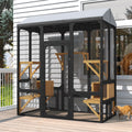 TIMHAKA 72” Catio Outdoor Cat Enclosure, Large Cat Catio for Multiple Cats, Outdoor Cats Enclosure with Waterproof Cover, Black & Yellow
