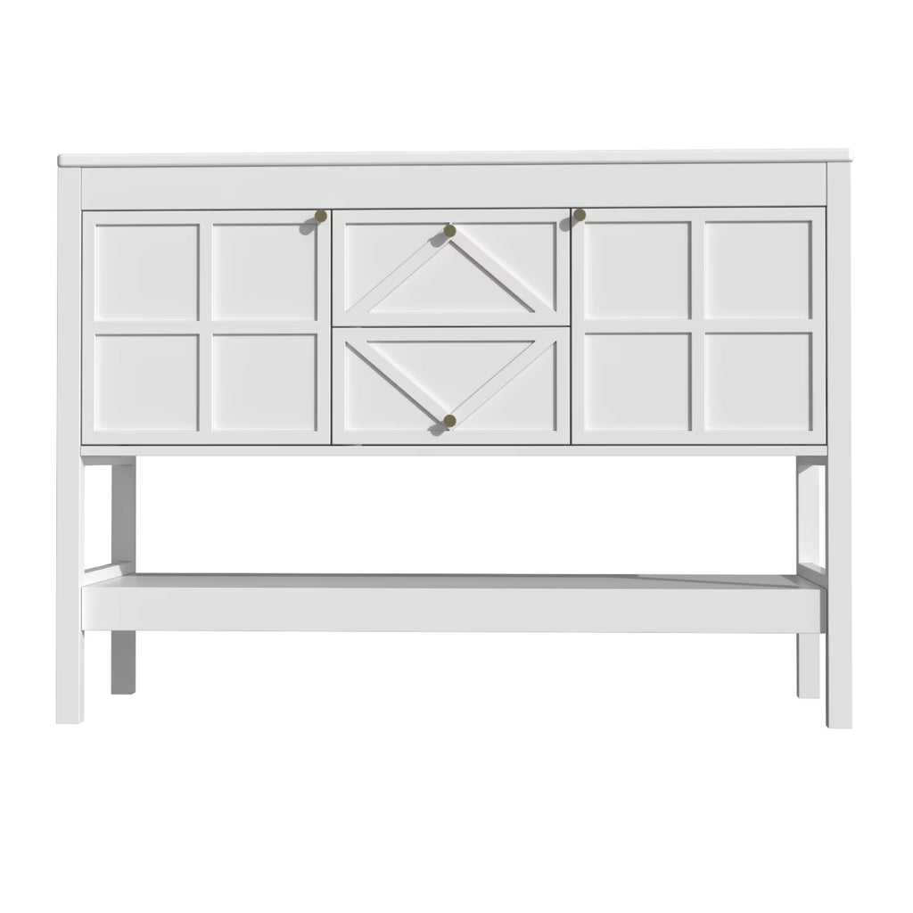 EVOKEDEN 48" Bathroom Vanity with Double Sink Combo, Undermount Sink Bathroom Storage Cabinet with 2 Drawers & 2 Soft-Close Doors, Freestanding Farmhouse Cabinet with Open Storage Shelf, White