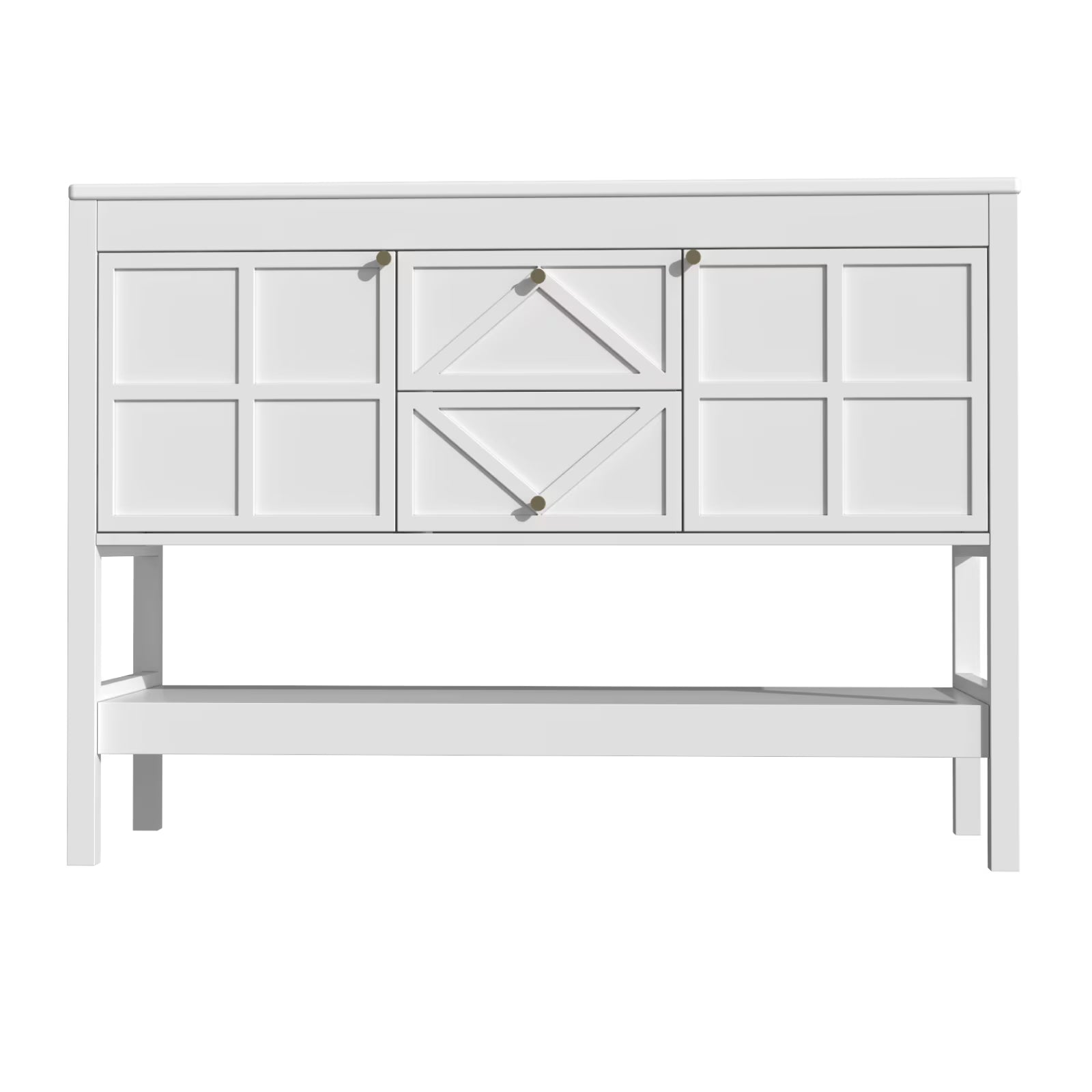 EVOKEDEN 48" Bathroom Vanity with Double Sink Combo, Undermount Sink Bathroom Storage Cabinet with 2 Drawers & 2 Soft-Close Doors, Freestanding Farmhouse Cabinet with Open Storage Shelf, White